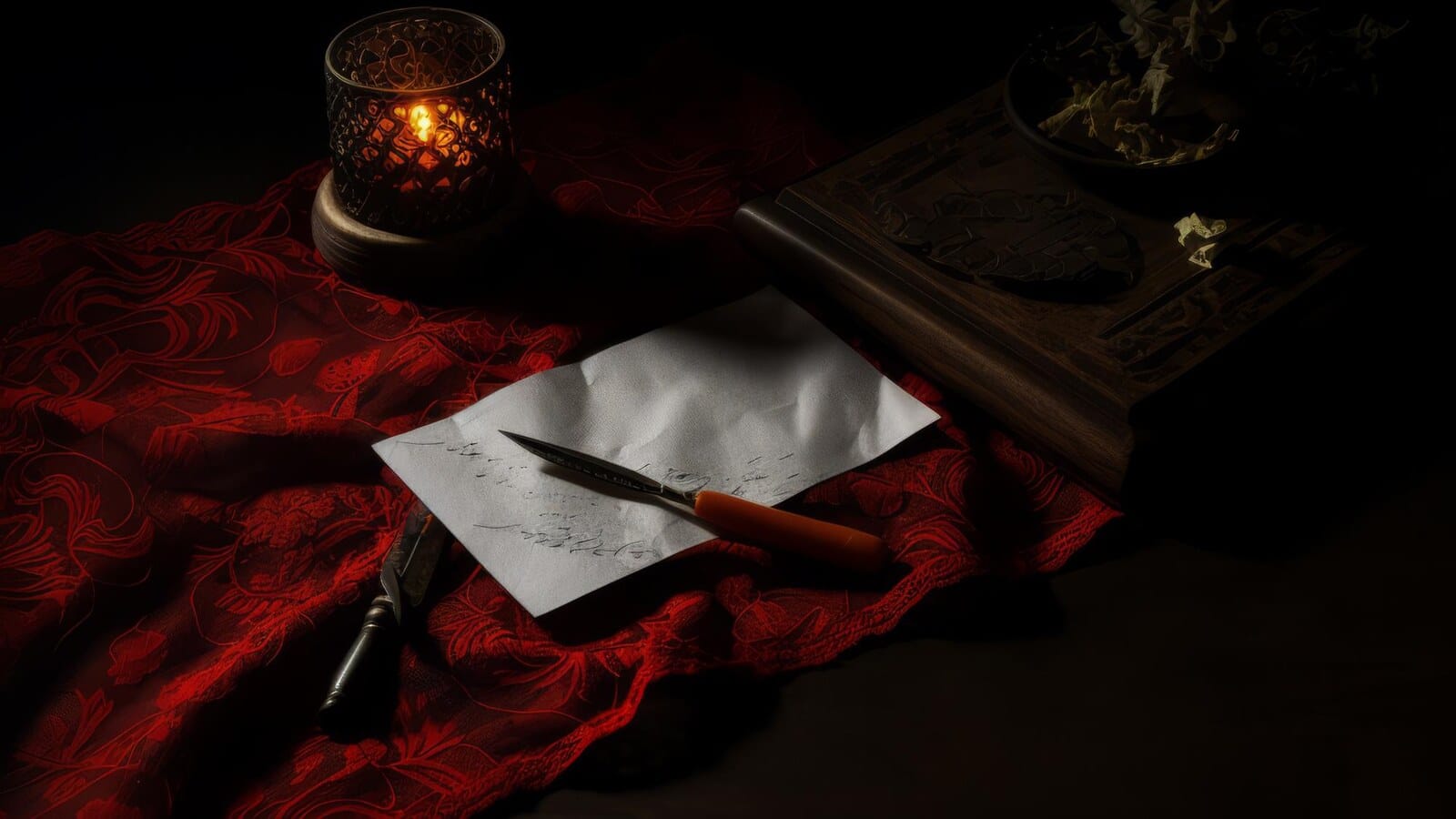 Freepik stock horizontal gothic horror book review still life with candle and dark desk