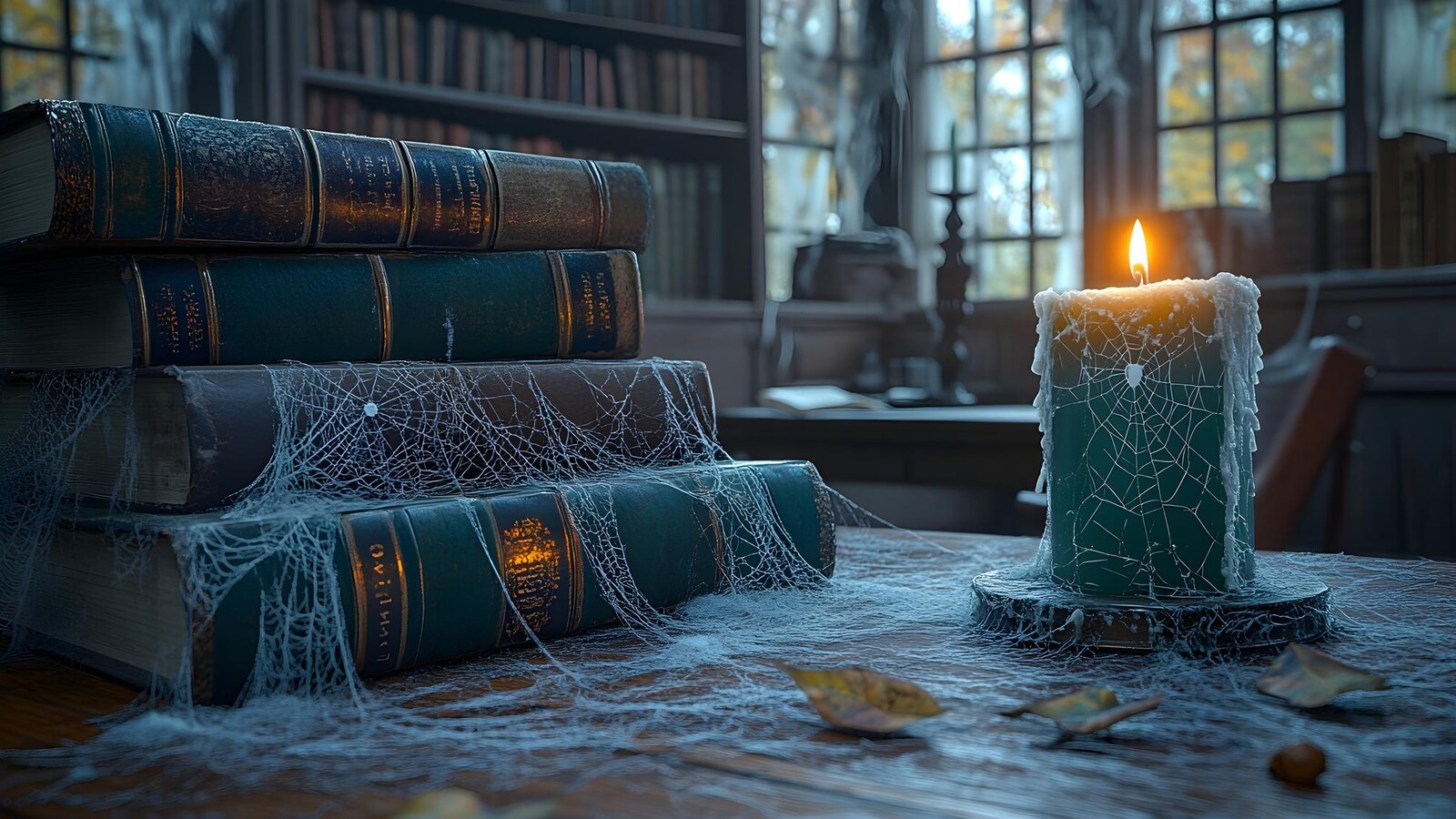 Freepik stock horizontal dark fantasy book scene with candles and gothic mood