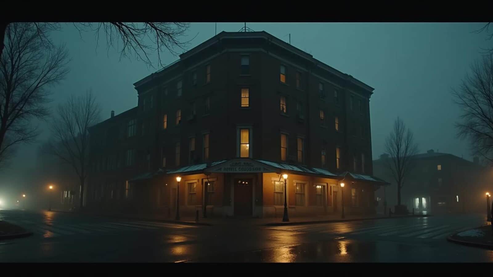 Freepik generated horizontal haunted historic hotel exterior at night
