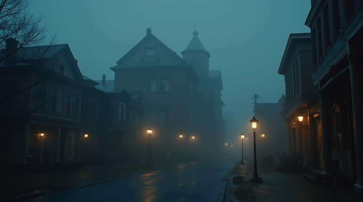 horizontal haunted Mackinac Island hotel and fog for most haunted places in Michigan