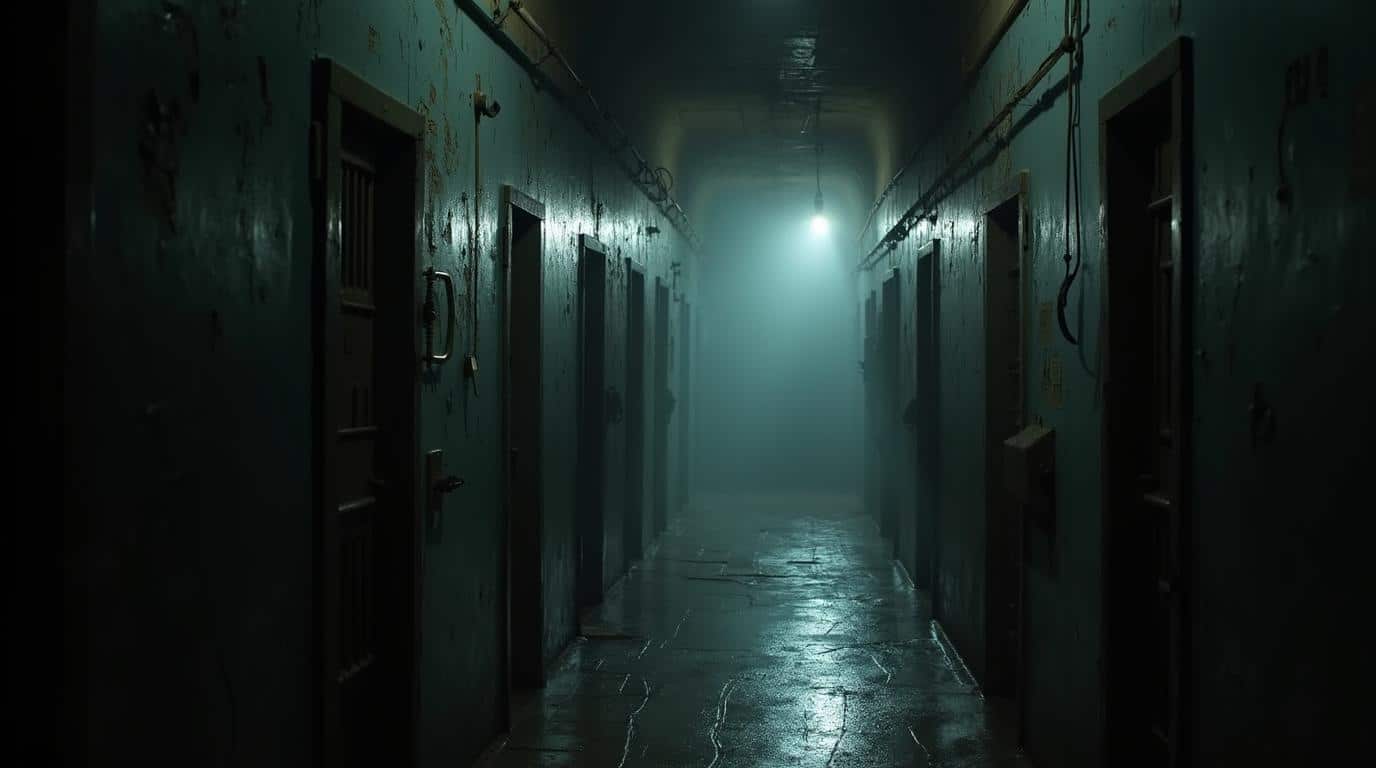 horizontal haunted prison corridor in Pennsylvania for Eastern State Penitentiary ghost stories